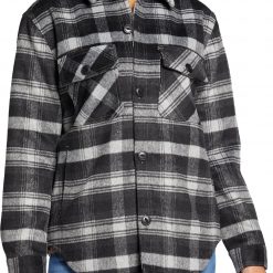 Alpine Design Women's Aerial Trail Wool Shirt Jacket For Women Plaid Ombre Pure Black