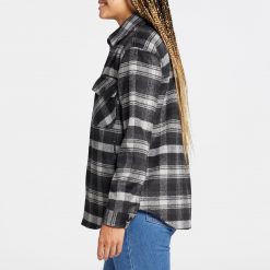 Alpine Design Women's Aerial Trail Wool Shirt Jacket For Women Plaid Ombre Pure Black -Alpine Design Sales Store unnamed file 153