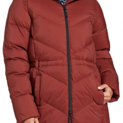 Alpine Design Women's Dream Puff Faux Fur Down Jacket For Women Red Chestnut