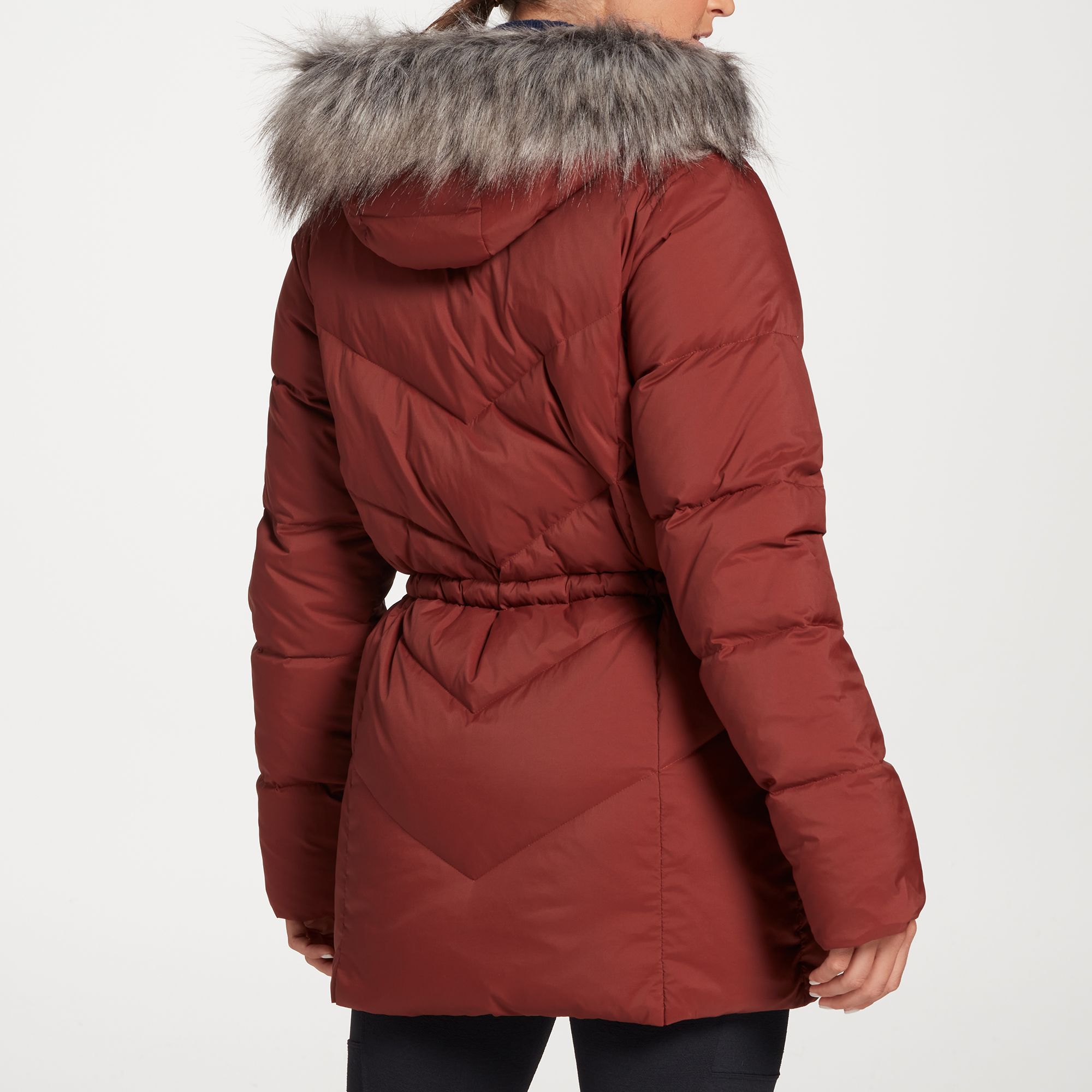 Alpine Design Women's Dream Puff Faux Fur Down Jacket For Women Red Chestnut 4 Alpine Design Women's Dream Puff Faux Fur Down Jacket For Women Red Chestnut - Image 3