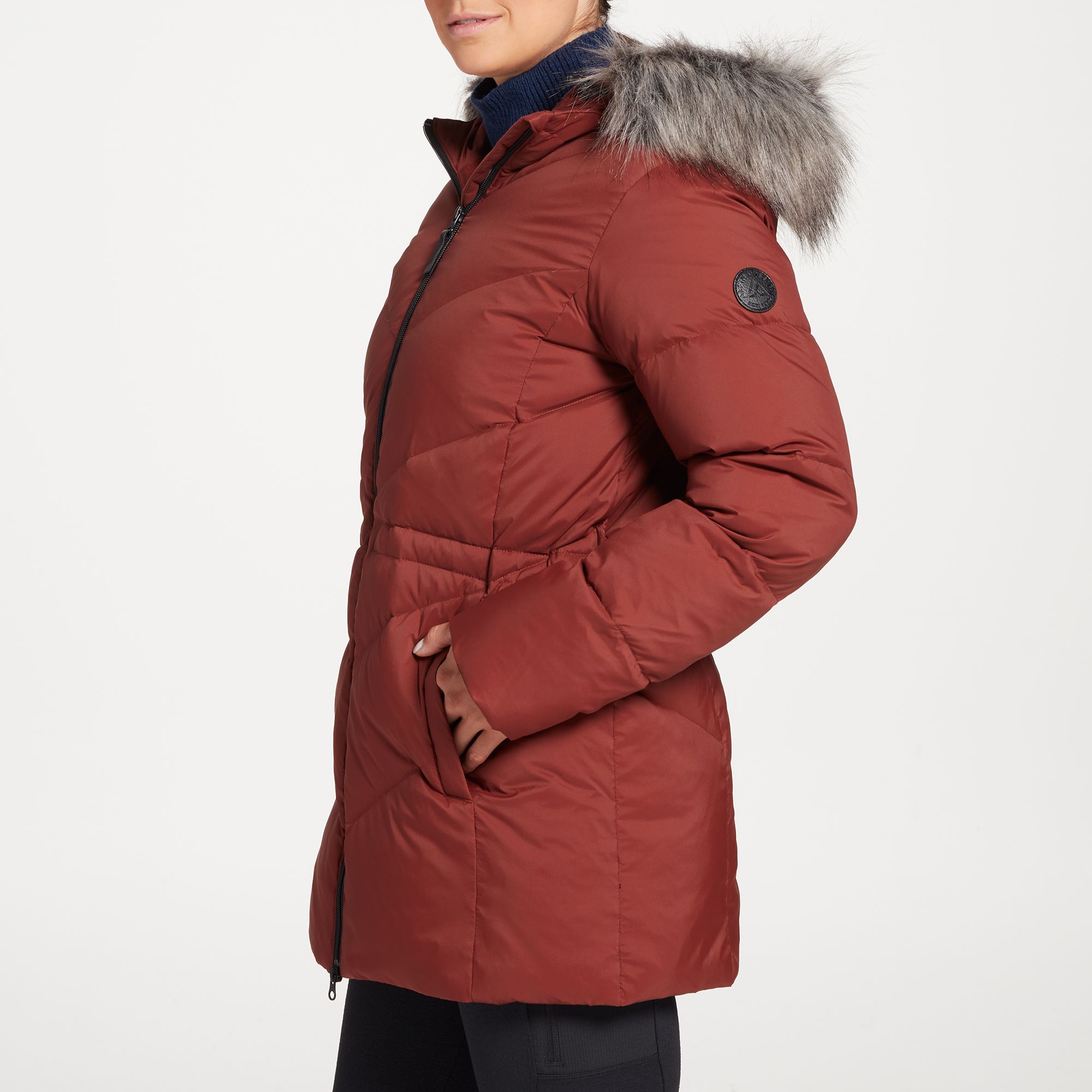 Alpine Design Women's Dream Puff Faux Fur Down Jacket For Women Red Chestnut 5 Alpine Design Women's Dream Puff Faux Fur Down Jacket For Women Red Chestnut - Image 4