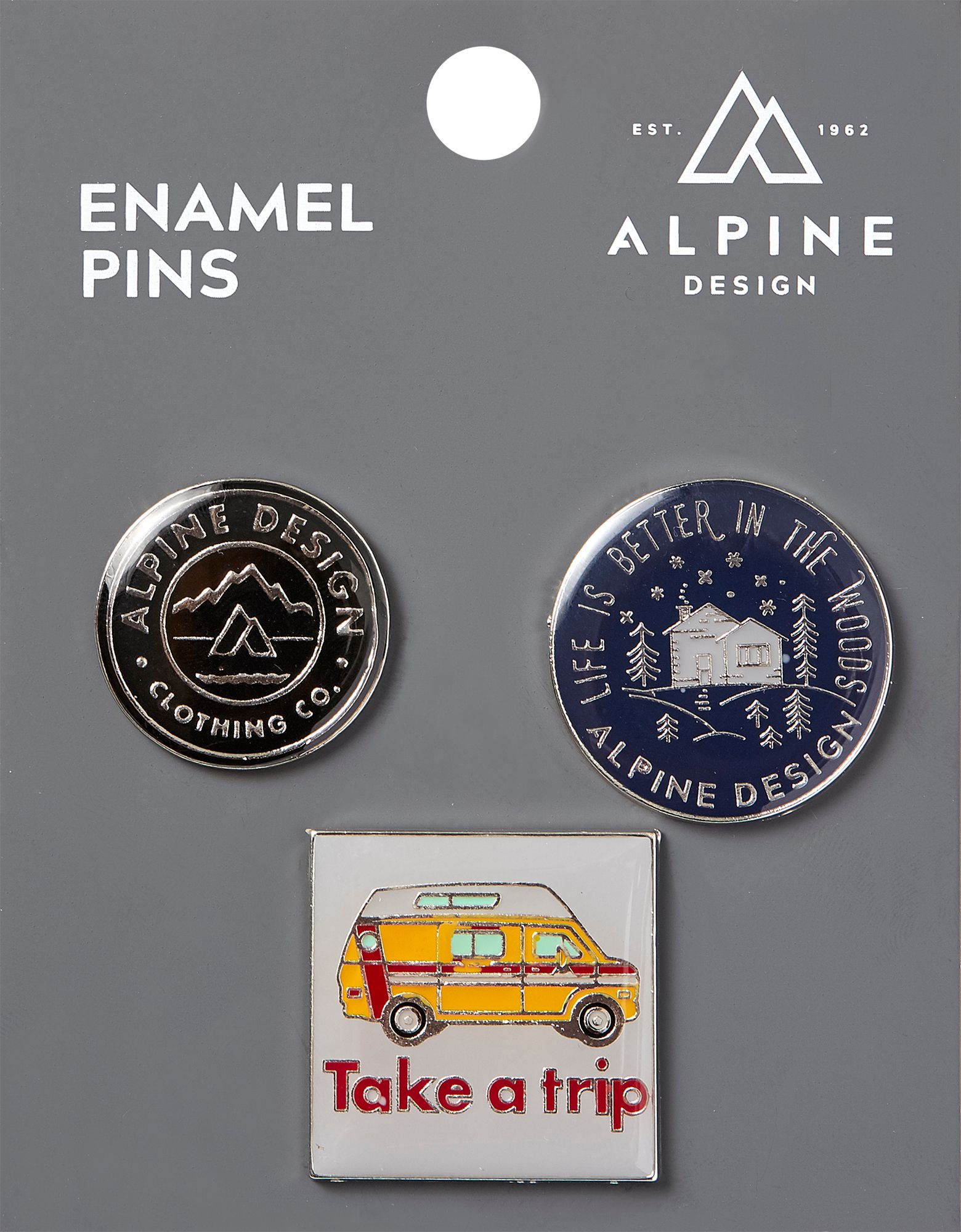 Alpine Design Silver Pins - 3 Pack For Unisex Black/white/blue 1 Alpine Design Silver Pins - 3 Pack For Unisex Black/white/blue