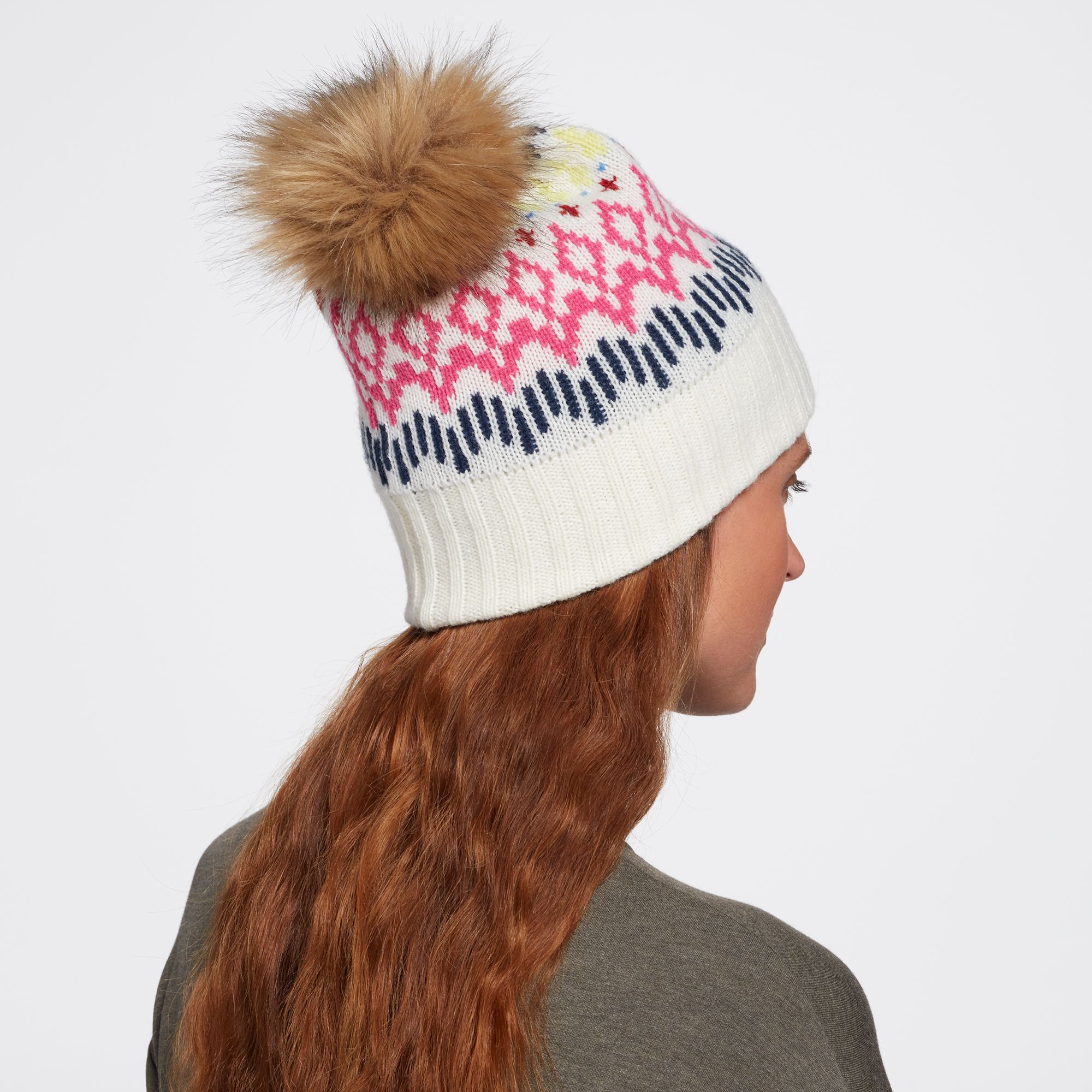 Alpine Design Women's Fair Isle Beanie For Women Cream 4 Alpine Design Women's Fair Isle Beanie For Women Cream - Image 2