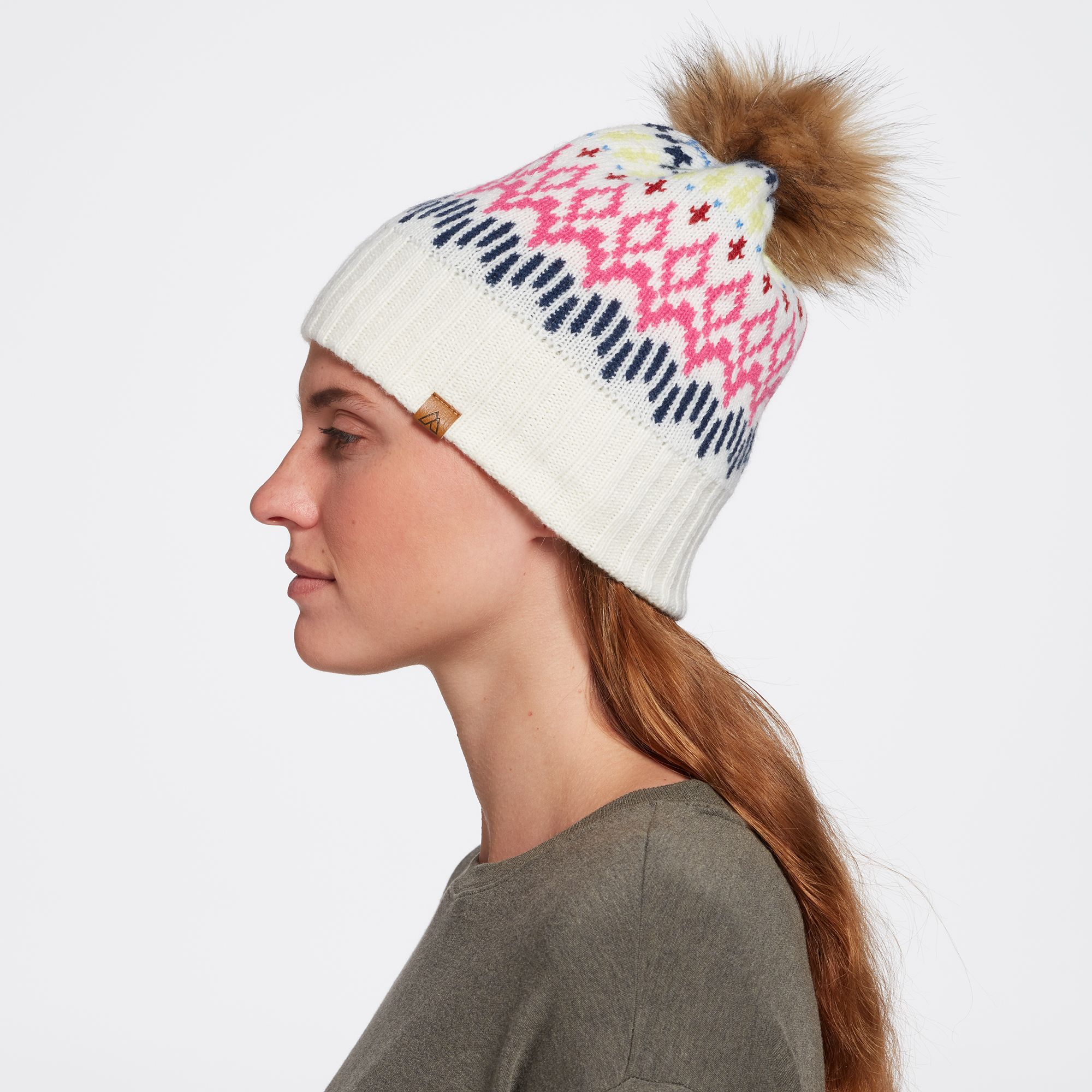 Alpine Design Women's Fair Isle Beanie For Women Cream 5 Alpine Design Women's Fair Isle Beanie For Women Cream - Image 3