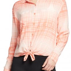 Alpine Design Women's Stargazer Button Down Shirt For Women Ombre Plaid Persimmon