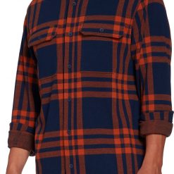 Alpine Design Sales Store 11 Alpine Design Men's Wanderful Knit Long Sleeve Shirt For Men Three Stripe Plaid Navy