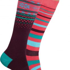 Alpine Design Girls' Snow Sport Over-the-Calf Socks - 2 Pack For Girls' Snowflake Fairisle