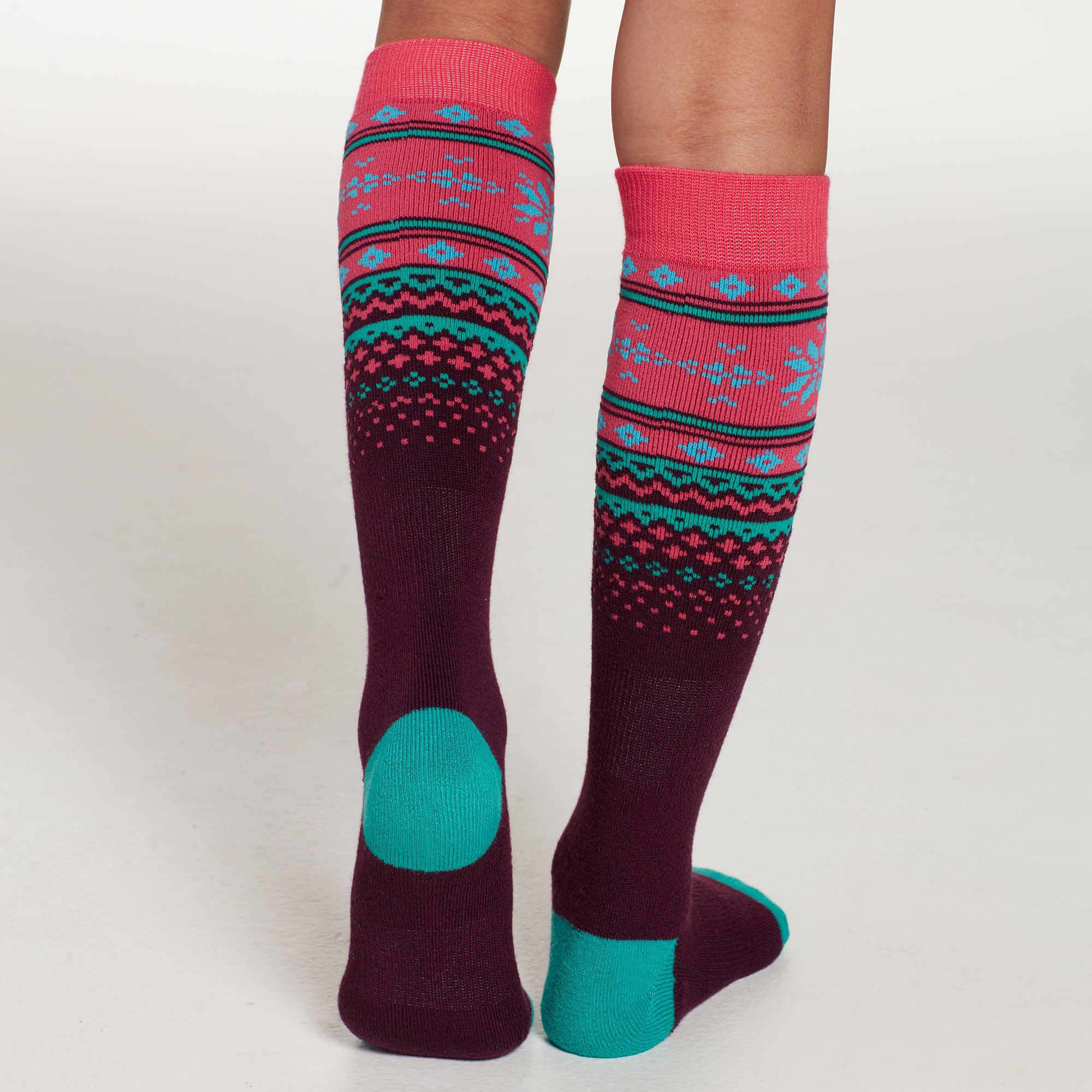 Alpine Design Girls' Snow Sport Over-the-Calf Socks - 2 Pack For Girls' Snowflake Fairisle 4 Alpine Design Girls' Snow Sport Over-the-Calf Socks - 2 Pack For Girls' Snowflake Fairisle - Image 3